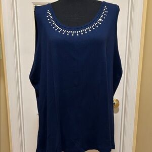 St. John's Bay Navy Tank Top with Embellished Neckline